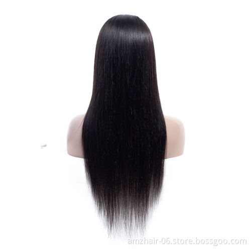 Factory Supplier 5X5 HD Lace Closure Human Hair Wigs For Black Women  Peruvian Glueless Natural Straight Human Hair Wig In Stock